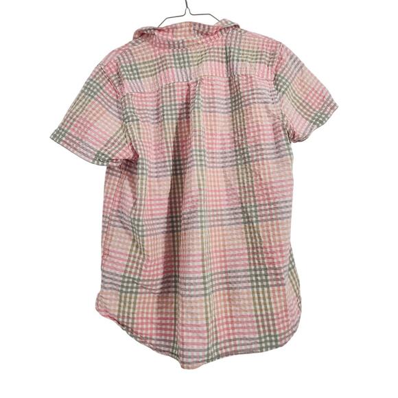 L.L. Bean Short Sleeve Plaid Top Womens Size Large L - Picture 2 of 3